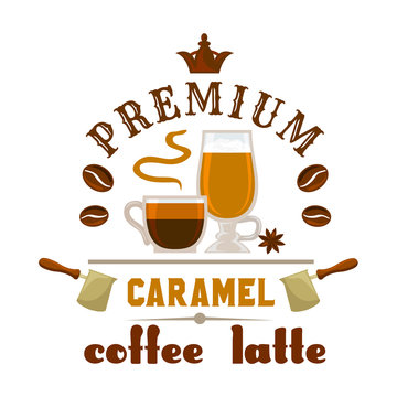 Premium coffee latte caramel icon