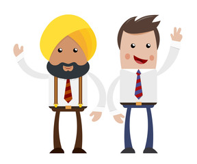 Obraz na płótnie Canvas Two businessmen on a white background. Cartoon cheerful business
