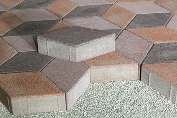 pedestrian path with paver bricks. Sidewalk pavement