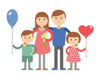 Family vector illustration flat style people mother father son and daughter isolated on white background.