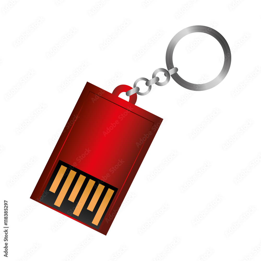 Poster usb device connection data connect disk keychain portable vector graphic illustration