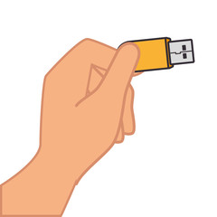 usb device connection data connect disk hand holding portable vector graphic illustration