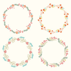 The set of hand-drawn  wreaths 