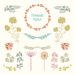 The set of hand-drawn vector decorative elements 