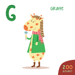 Zoo alphabet - G letter. Cute giraffe