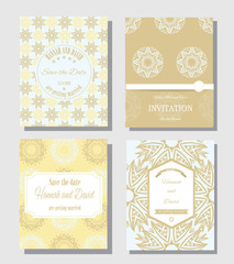 Fototapeta premium Set of vintage wedding cards