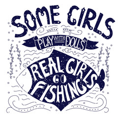 Hand drawn illustration with with a fish and lettering