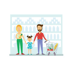 Family in supermarket