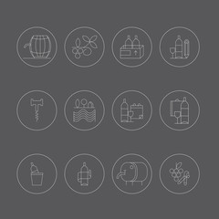 Vector wine line icons.