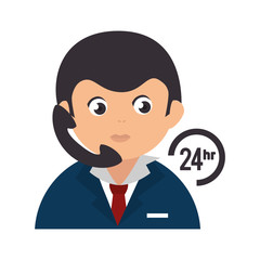 headset person call operator reception assistant support communication service vector isolated  illustration