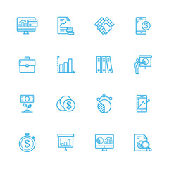 Trade blue line icons