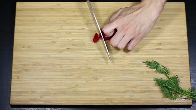Sliced hot red chilli peper