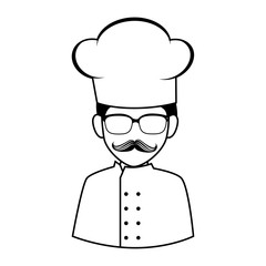 chef mustache platter restaurant cook kitchen cartoon  vector illustration isolated