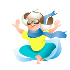 Cute Cartoon Baby boy in a pilot hat and scarf