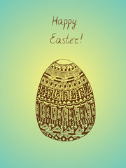 Hand-drawn Easter egg with geometric ornament