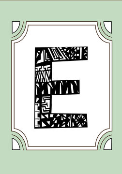 Vector alphabet. Hand-drawn letter E