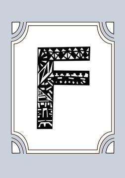 Vector alphabet. Hand-drawn letter F