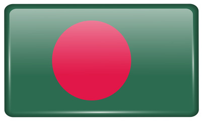 Flags Bangladesh in the form of a magnet on refrigerator with reflections light. Vector