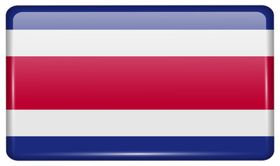 Flags Costa Rica in the form of a magnet on refrigerator with reflections light. Vector