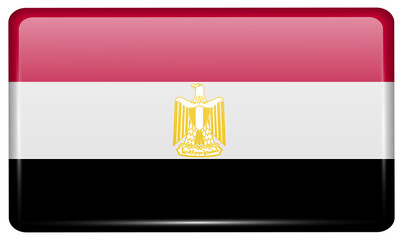 Flags Egypt in the form of a magnet on refrigerator with reflections light. Vector