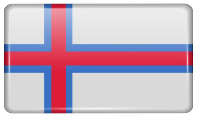 Naklejka premium Flags Faroe Islands in the form of a magnet on refrigerator with reflections light. Vector