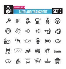 30 icons set auto and transport isolated on the white background