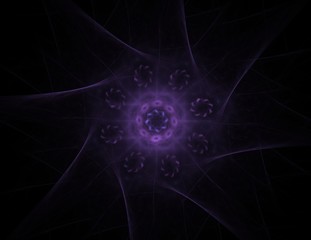 Particles of abstract fractal forms on the subject of nuclear physics science and graphic design. Geometry sacred futuristic