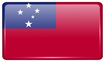 Flags Samoa in the form of a magnet on refrigerator with reflections light. Vector