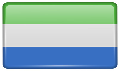 Flags SIERRA lEONE in the form of a magnet on refrigerator with reflections light. Vector