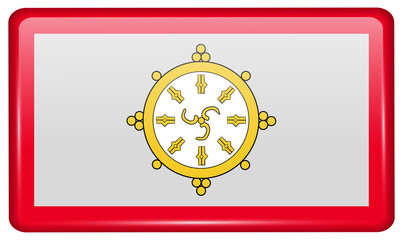 Flags SIKKIM in the form of a magnet on refrigerator with reflections light. Vector