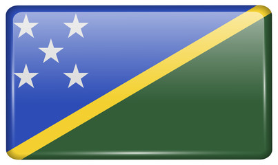 Flags Solomon Islands in the form of a magnet on refrigerator with reflections light. Vector