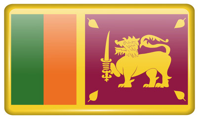 Flags Sri Lanka in the form of a magnet on refrigerator with reflections light. Vector