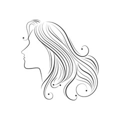 hair sketch female side girl lady face woman beauty vector illustration isolated