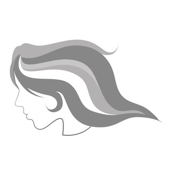 profile silhouette flowing gray hair clip art preview