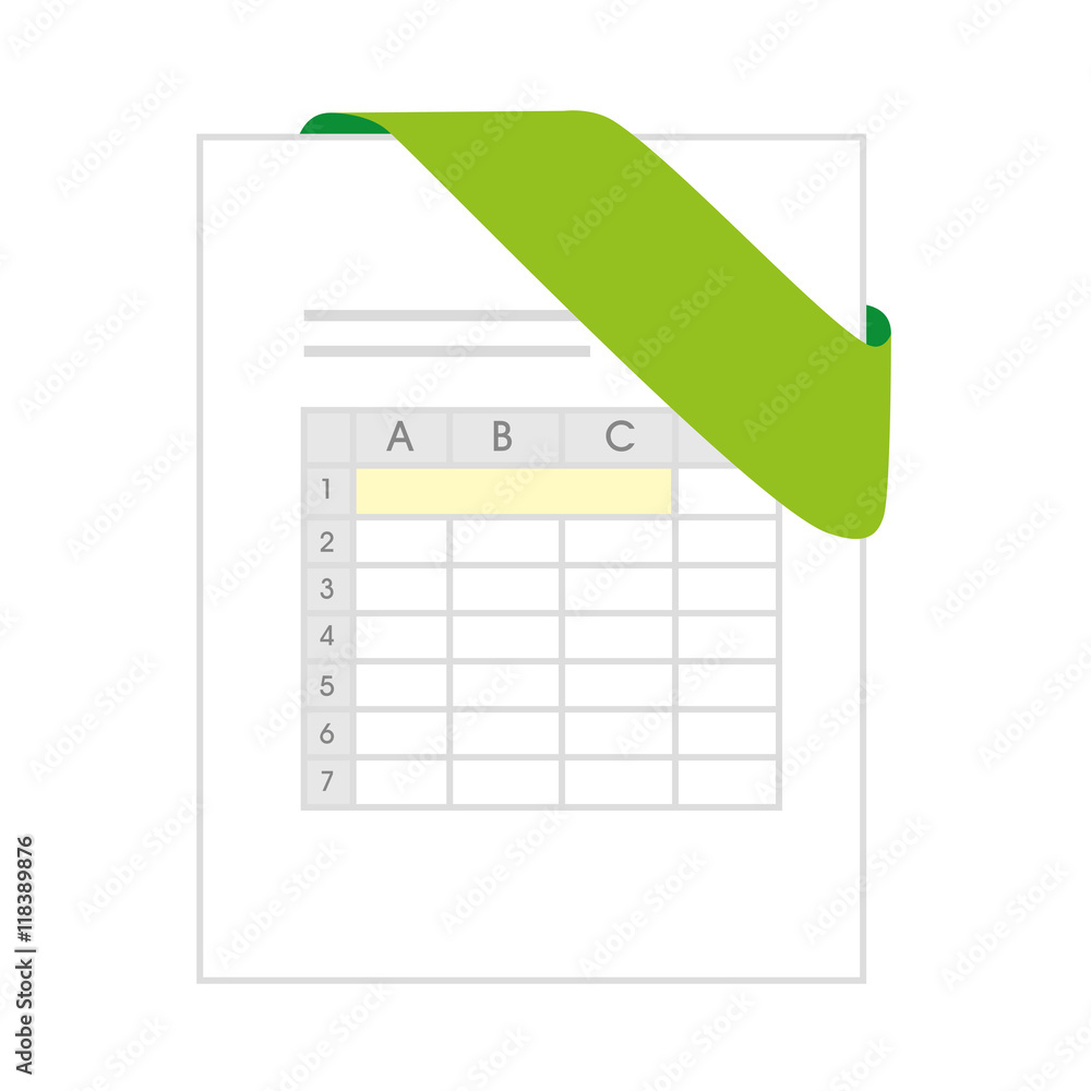Poster xls document file page business computer green chart vector illustration isolated