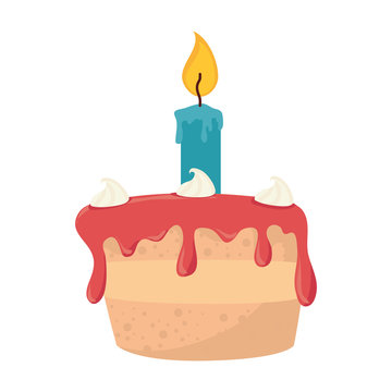 cake birthday candle celebration food dessert cream vector illustration isolated