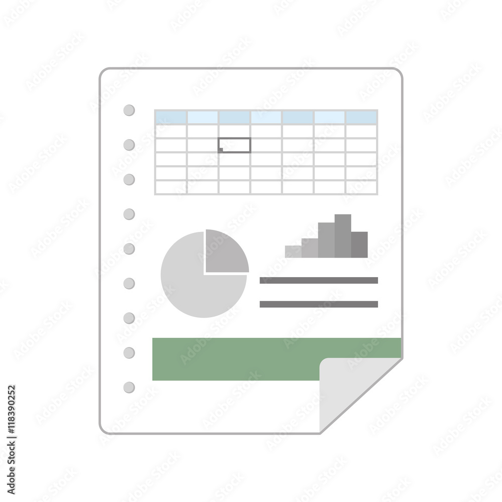 Poster spreadsheet file data financial statistics table bars graph vector illustration isolated