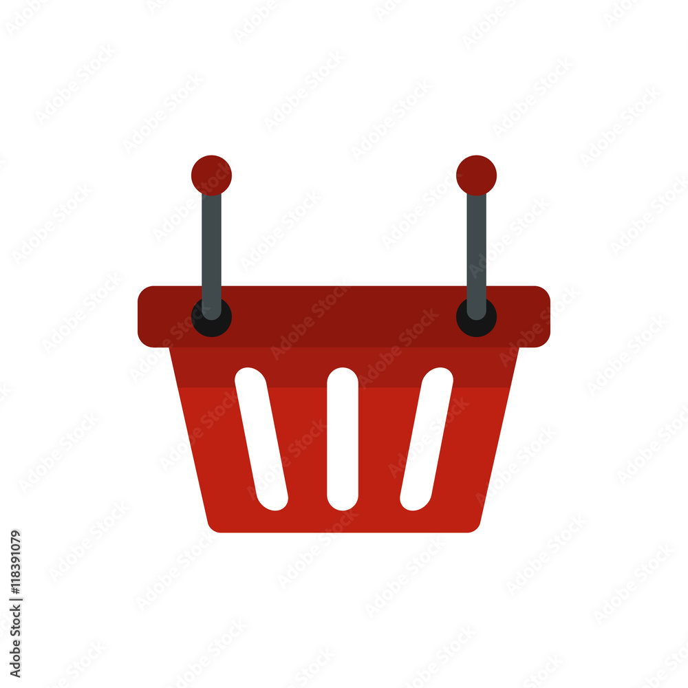 Wall mural Shopping basket icon in flat style isolated on white background - Wall murals