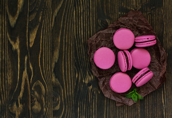 Sweet and beautiful almond or French Macaron on white background, dessert.