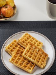 Waffles on a plate.