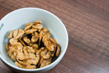 Walnuts topped with honey