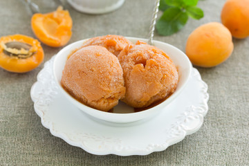 Apricot peach ice cream and pieces,
