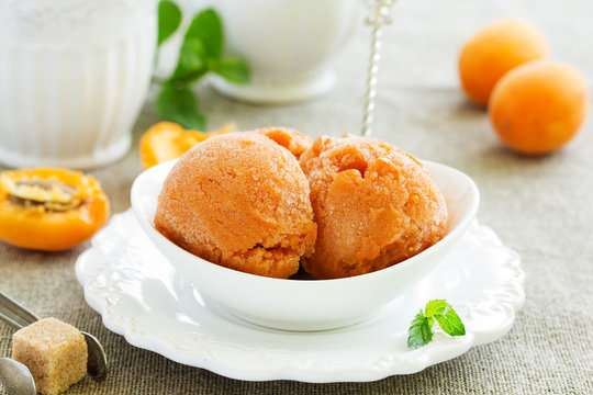Apricot peach ice cream and pieces,