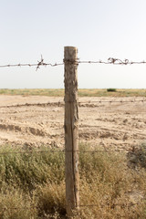 barbed wire fence in the nature