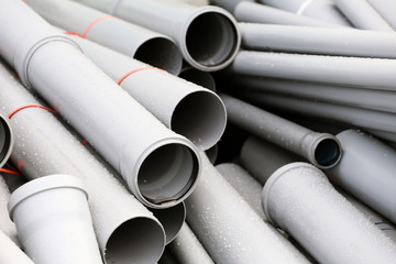 Grey PVC sewer pipes