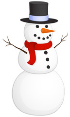 Vector illustration of a smiling traditional snowman.