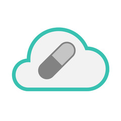 Isolated line art   cloud icon with a pill