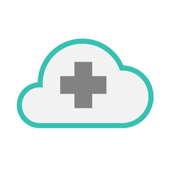 Obraz premium Isolated line art cloud icon with a pharmacy sign