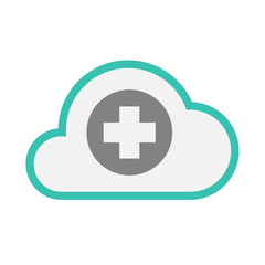 Obraz premium Isolated line art cloud icon with a round pharmacy sign