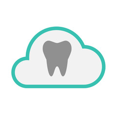 Isolated line art   cloud icon with a tooth